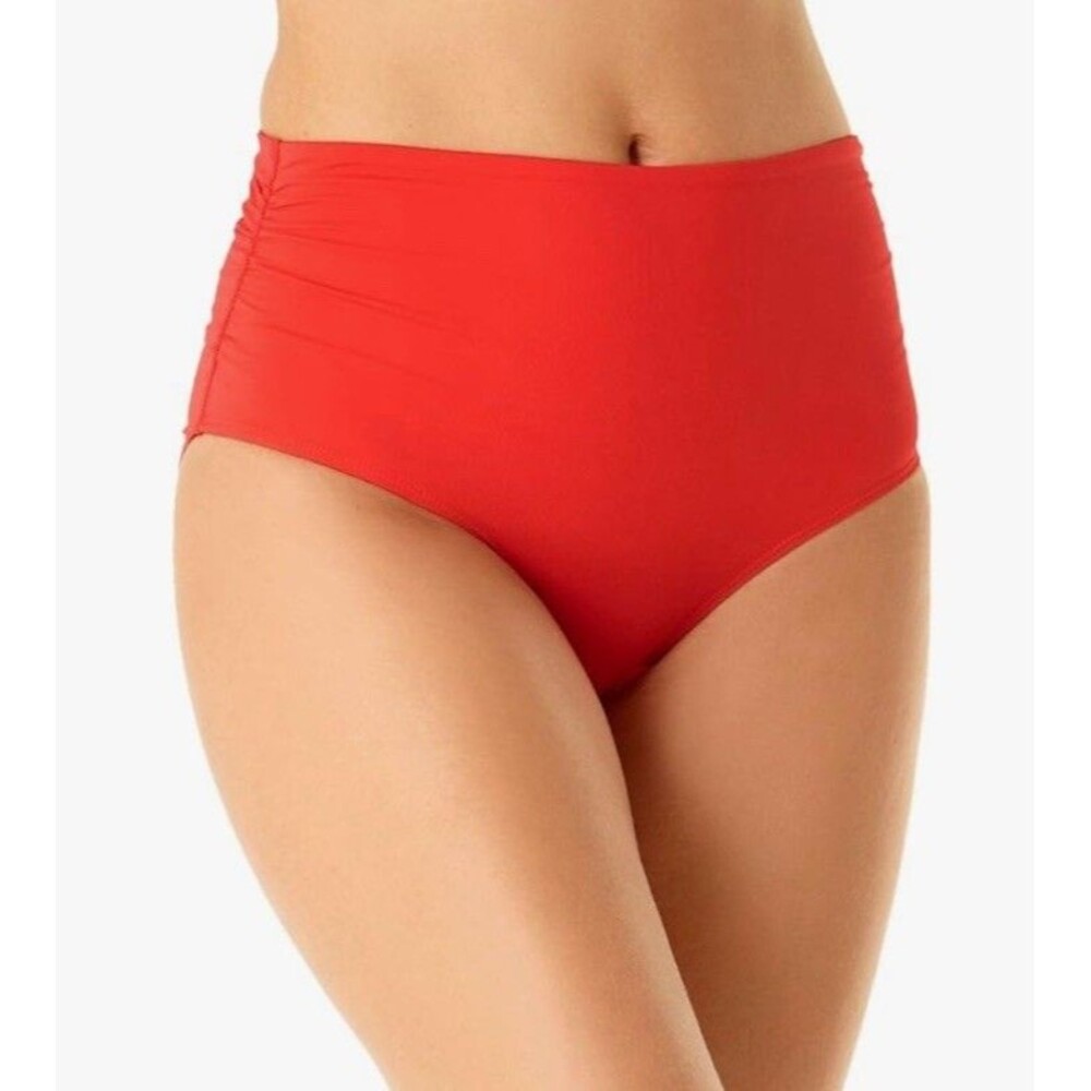 NEW Anne Cole Swimsuit Bottoms Convertible High Waisted Foldover Sz 18W Red